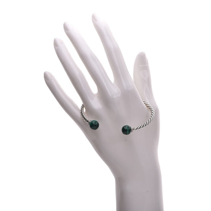 David Yurman Sterling Silver Diamond Malachite 7mm Solari Bracelet 2 of 5