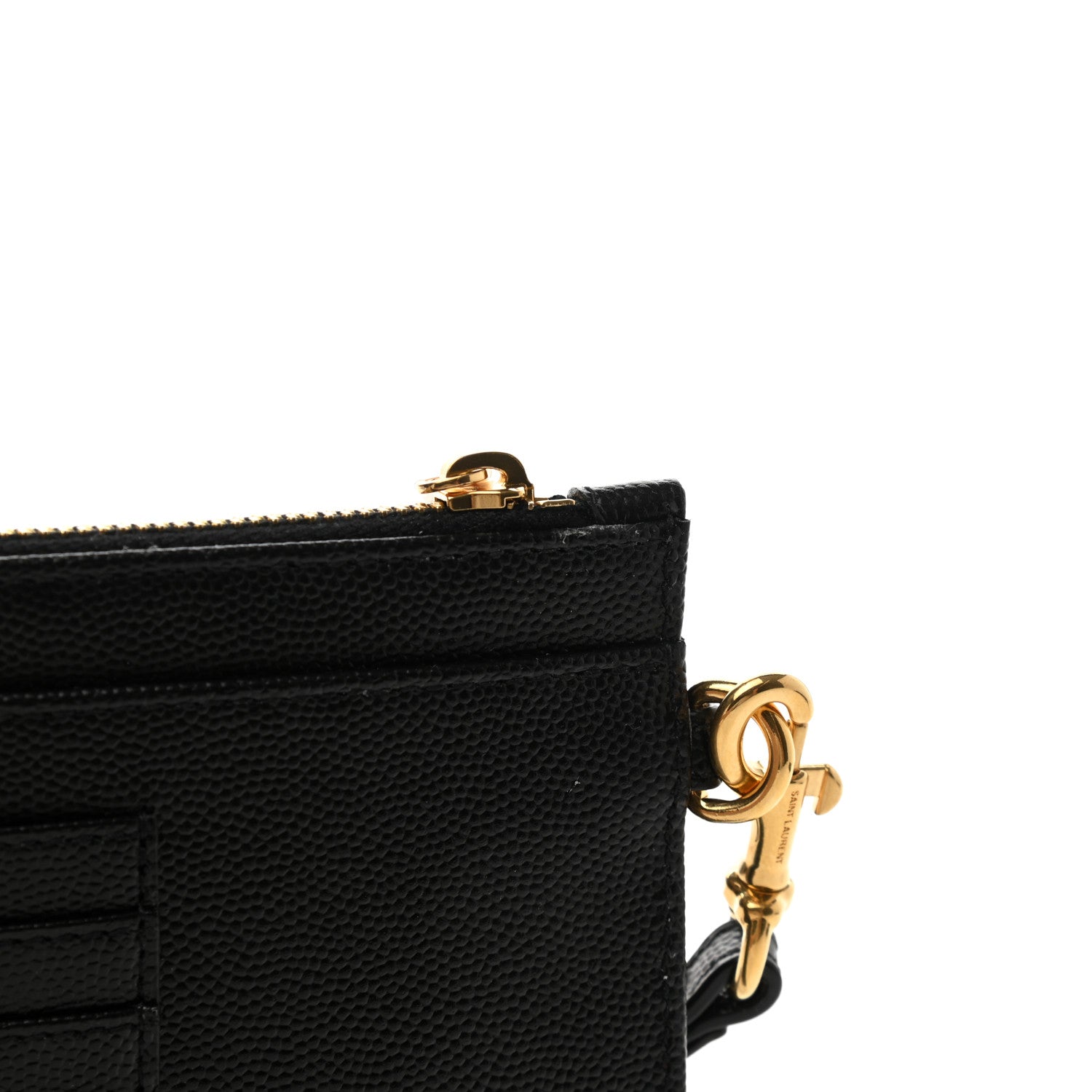 Saint Laurent Grain De Poudre Chevron Monogram Large Bill Pouch Black 8 of 9