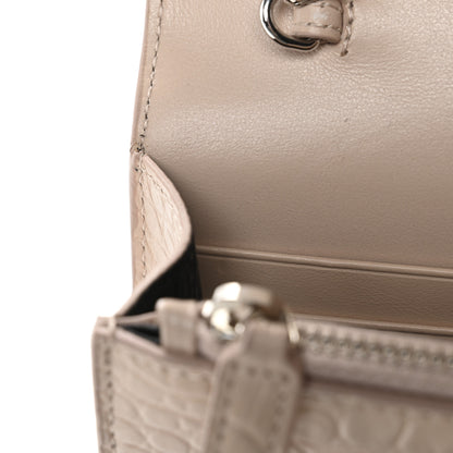 Saint Laurent Calfskin Crocodile Embossed Kate Monogram Tassel Chain Wallet Marble Pink 11 of 13