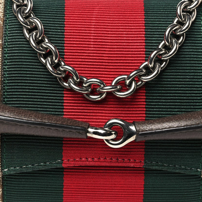 Gucci Monogram Textured Dollar Calfskin Heavy Grosgrain Web Small Maxi Horsebit Chain Shoulder Bag Beige Ebony New Acero 8 of 10