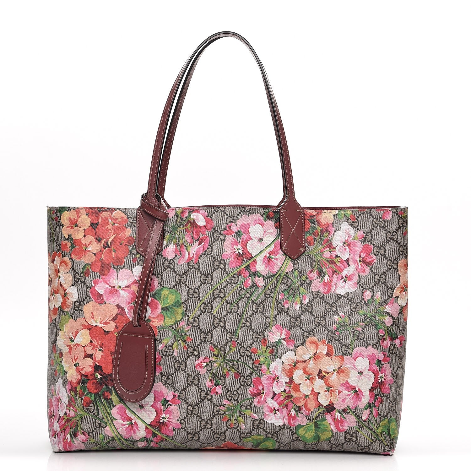 Gucci GG Supreme Monogram Blooms Medium Reversible Tote Beige Multicolor Dry Rose 1 of 15