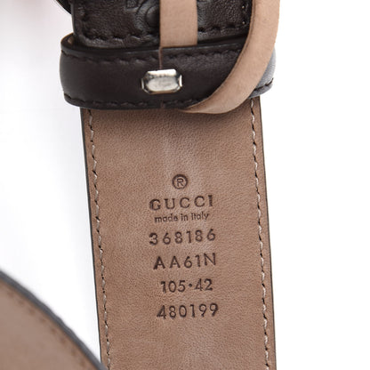 Gucci Soft Guccissima Margaux Calfskin Nickel Interlocking G 37mm Belt 105 42 Chocolate 4 of 4
