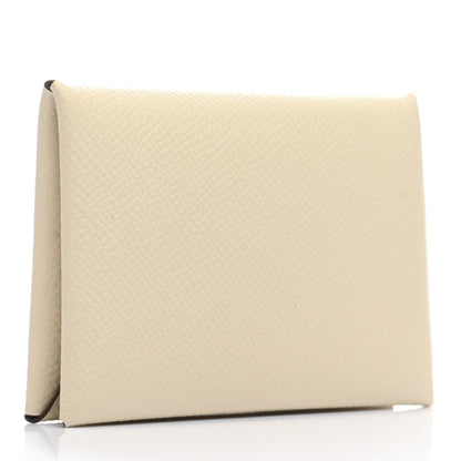Hermes Epsom Horseshoe Calvi Card Case Craie Etain 3 of 8