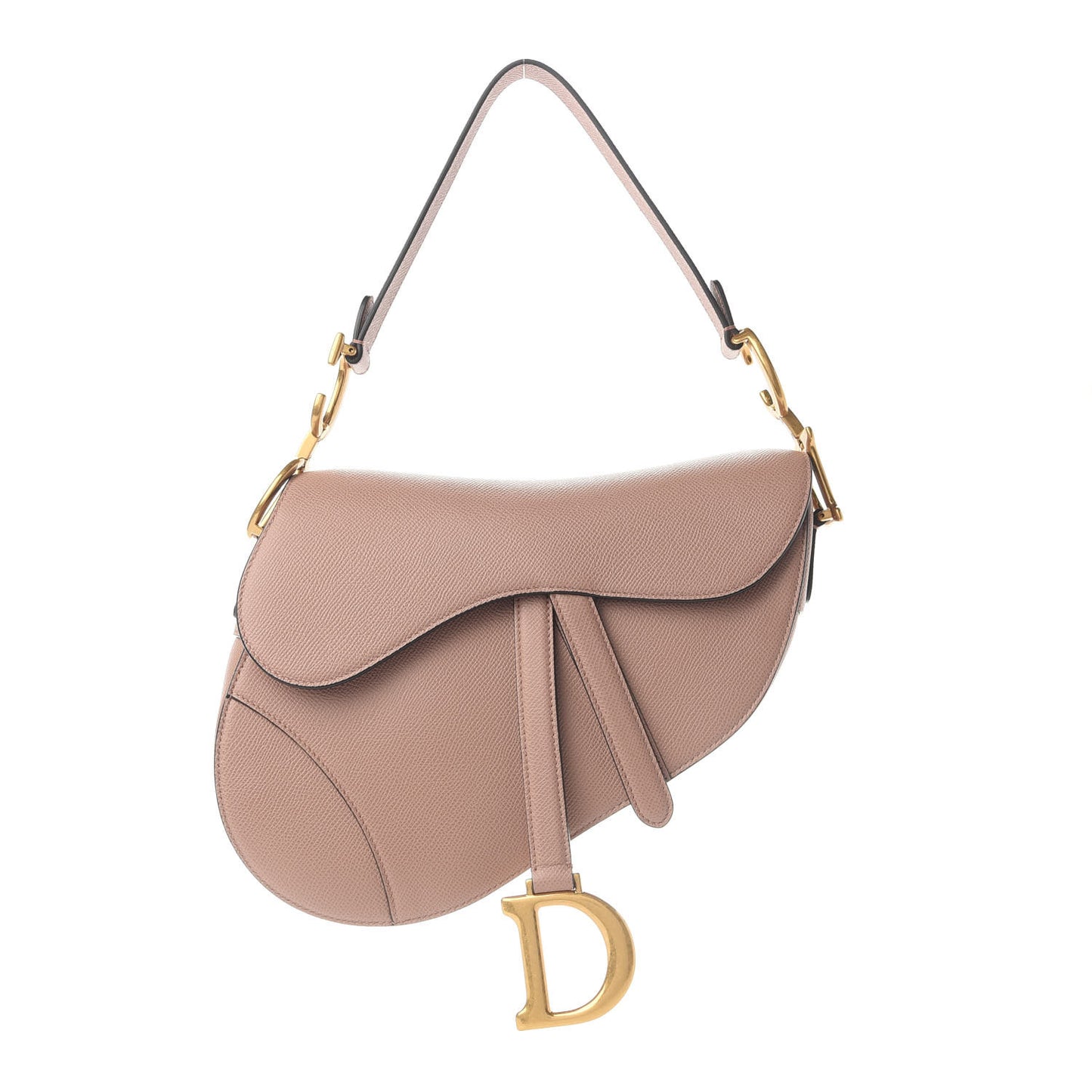 Grained Calfskin Mini Saddle Bag Light Pink