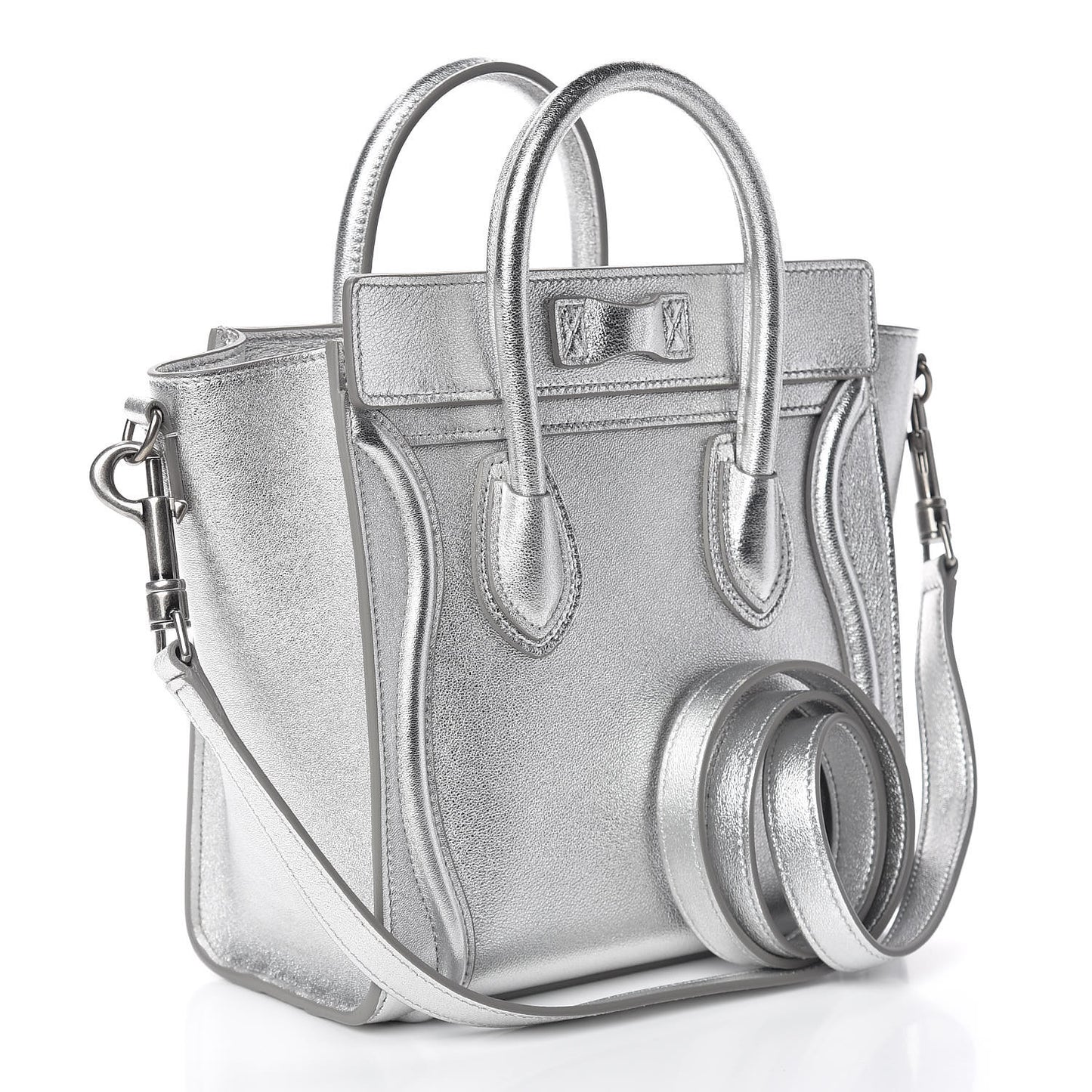 Laminated Lambskin Nano Luggage Silver