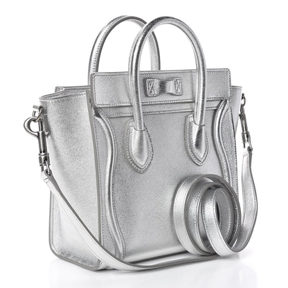 Celine Laminated Lambskin Nano Luggage Silver 3 of 11