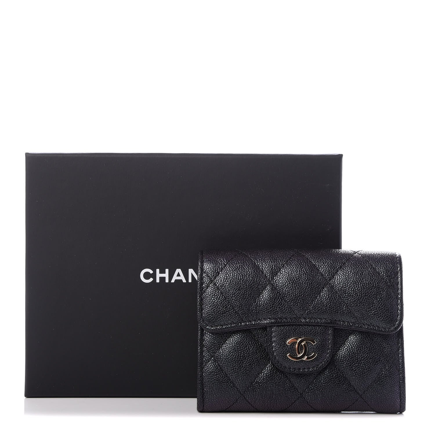 Chanel Iridescent Caviar Quilted Flap Card Holder Wallet Black 9 of 9