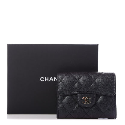 Chanel Iridescent Caviar Quilted Flap Card Holder Wallet Black 9 of 9