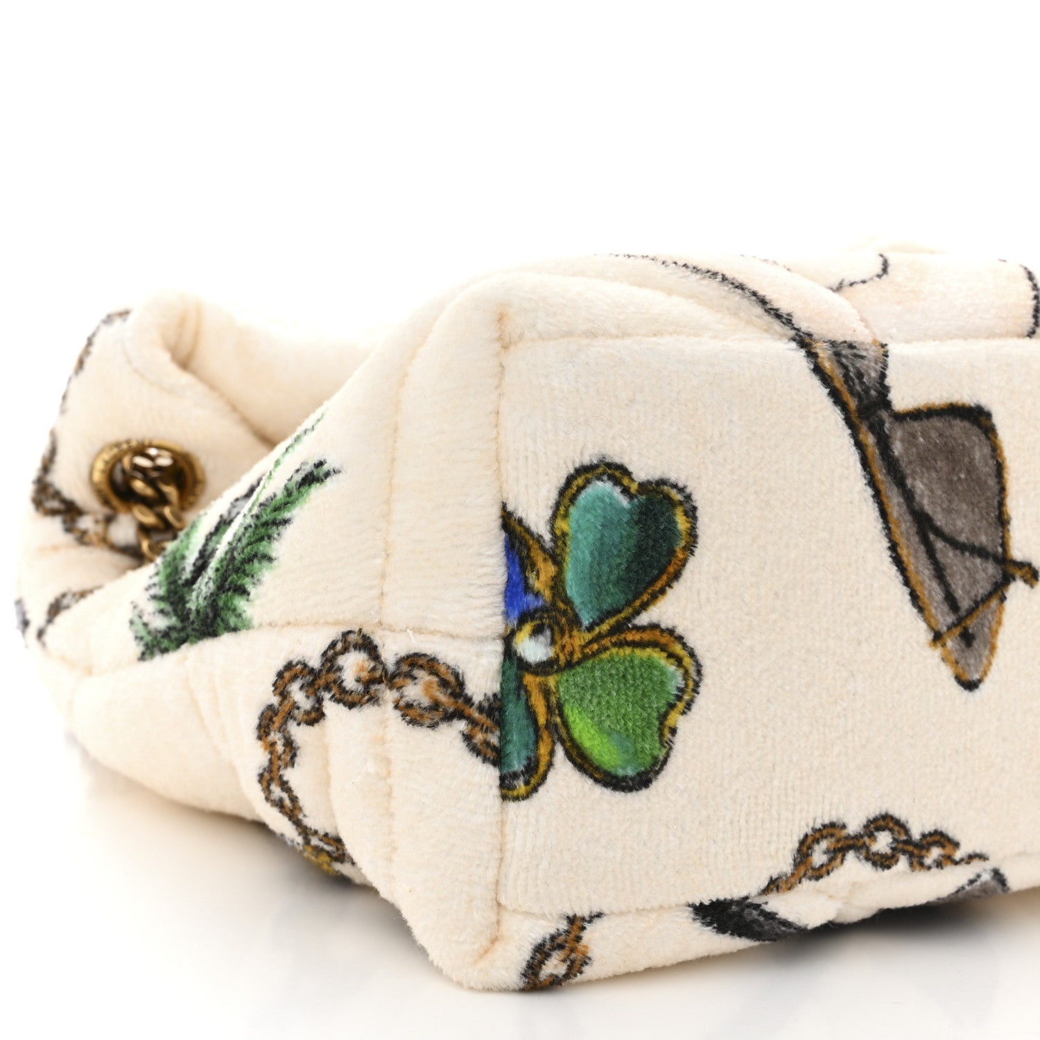 Saint Laurent Terrycloth Summer Print Quilted Small Loulou Puffer Monogram Chain Satchel Multicolor White 9 of 10