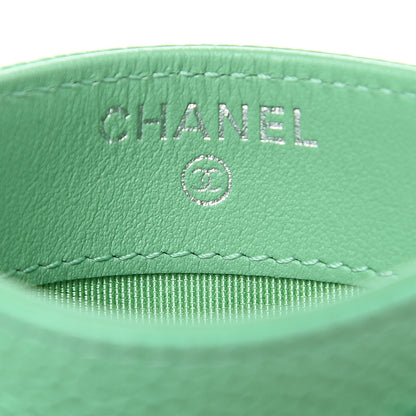 Chanel Caviar Chevron Quilted Card Holder Light Green 6 of 9