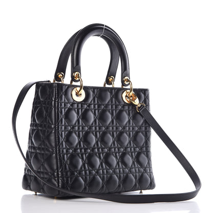 Christian Dior Lambskin Cannage Medium Lady Dior Black 3 of 10