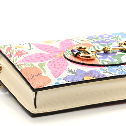 Gucci X KEN SCOTT New Shangai Calfskin Jardin D'Avril Floral Print Horsebit 1955 Wallet On Chain Ivory Pink 9 of 10