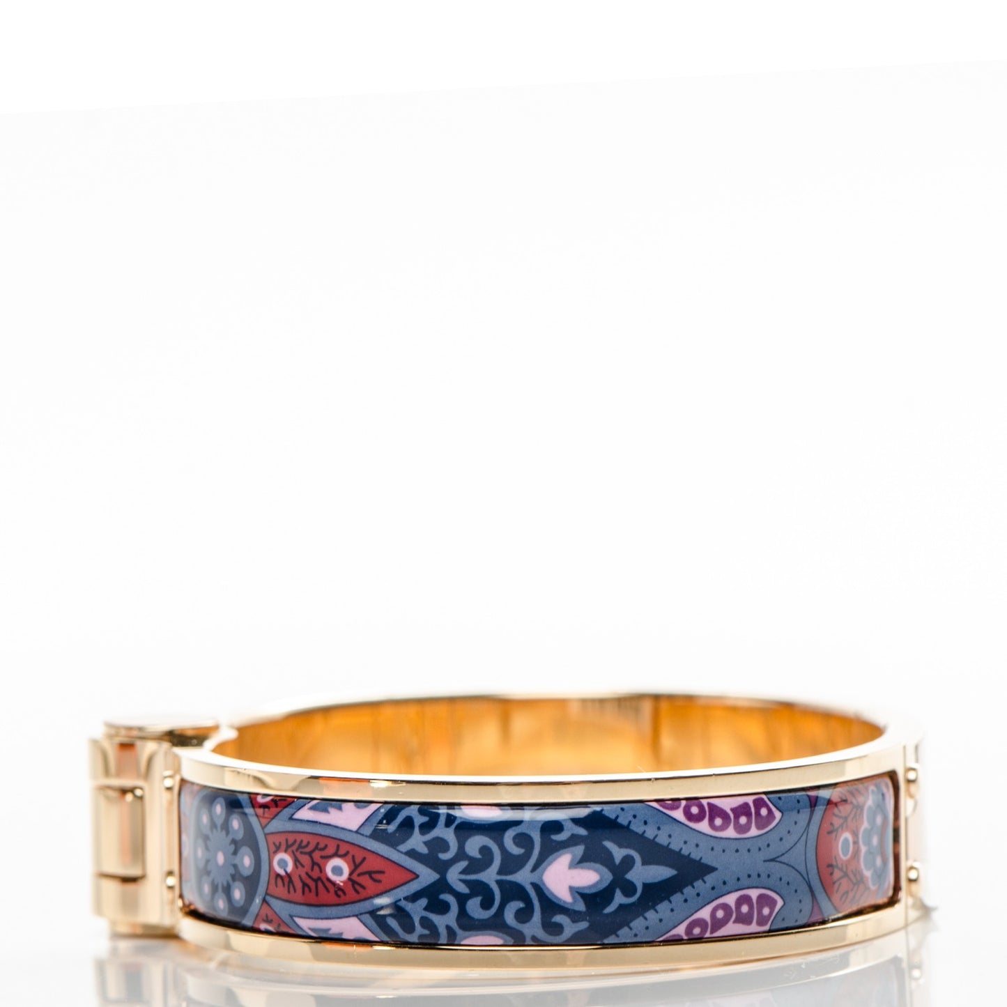 Enamel Printed Narrow Cachemire Fleuri Hinged Bracelet S Surnaturel