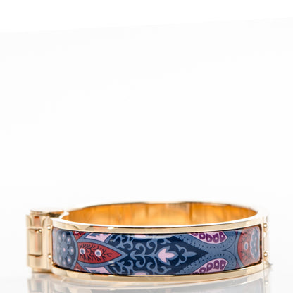 Hermes Enamel Printed Narrow Cachemire Fleuri Hinged Bracelet S Surnaturel 3 of 7