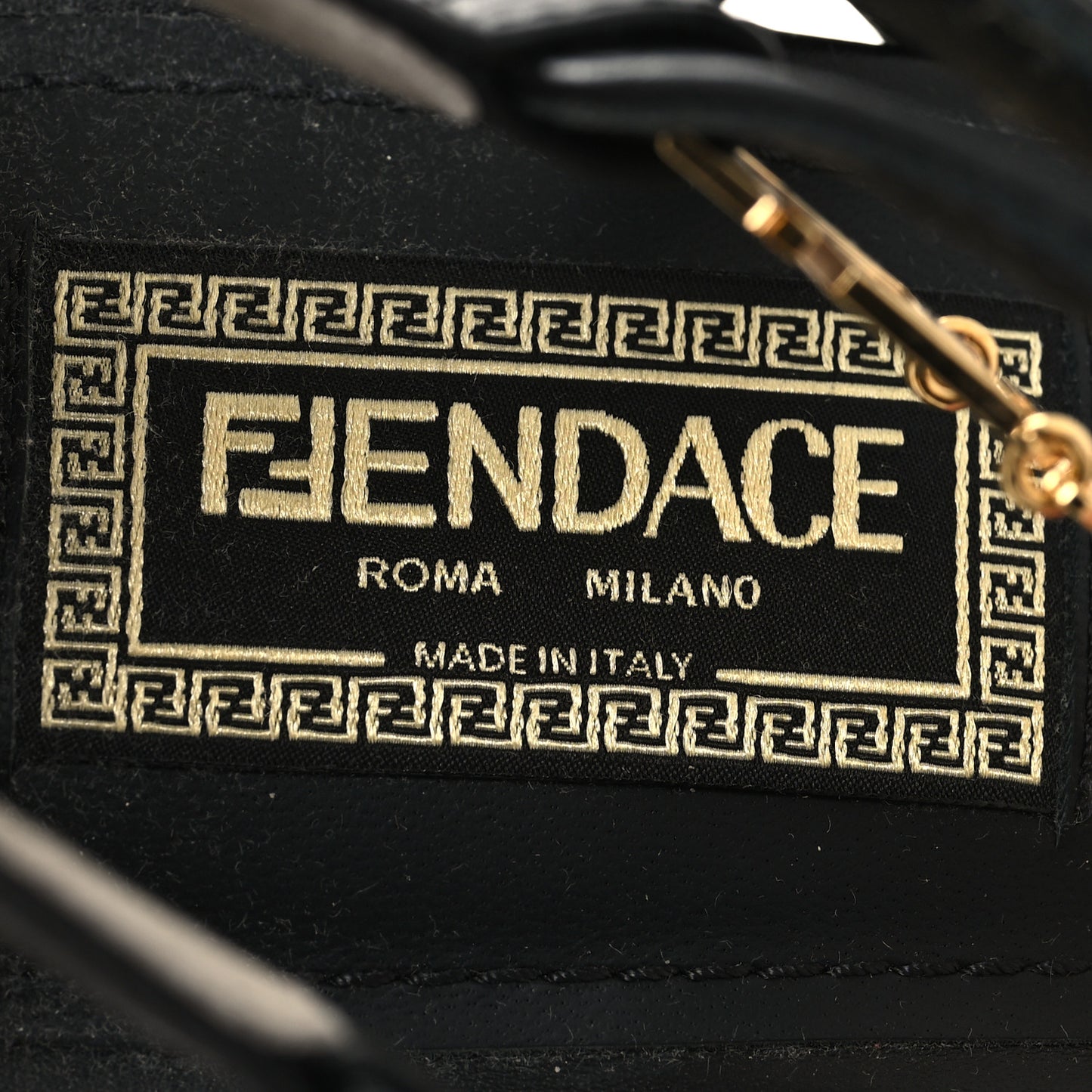 X VERSACE Calfskin Fendace Fendi First 95mm Slingback Sandals 41 Black Gold