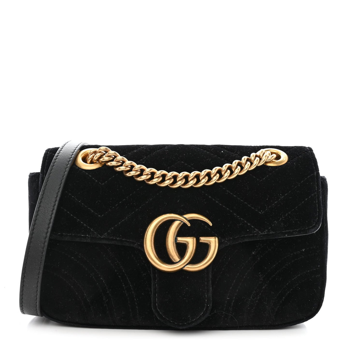 Velvet Matelasse Mini GG Marmont Shoulder Bag Black