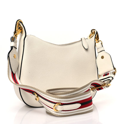 Prada Vitello Daino Zippered Messenger Hobo White 3 of 8