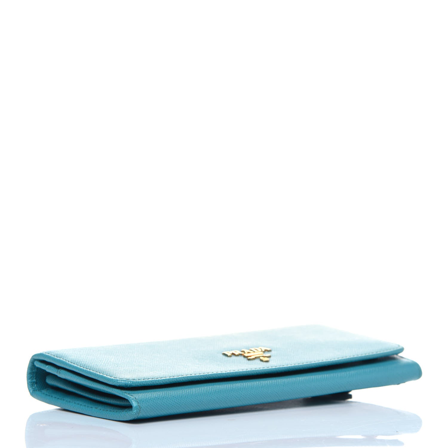 Prada Saffiano Metal Continental Flap Wallet Turchese 4 of 15