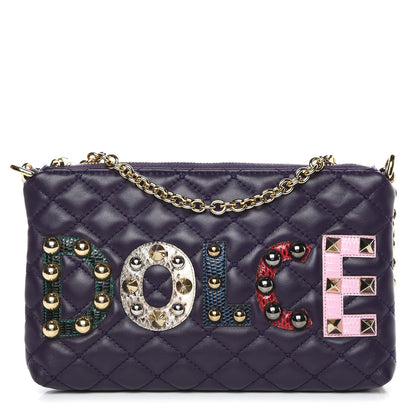 Dolce & Gabbana Lambskin Watersnake Embellished Pochette Violet 1 of 8