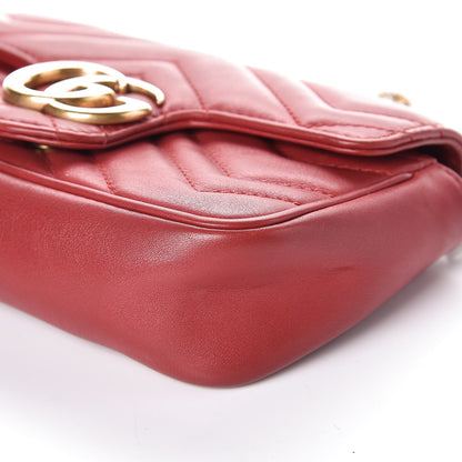 Gucci Calfskin Matelasse Super Mini GG Marmont Shoulder Bag Hibiscus Red 12 of 12