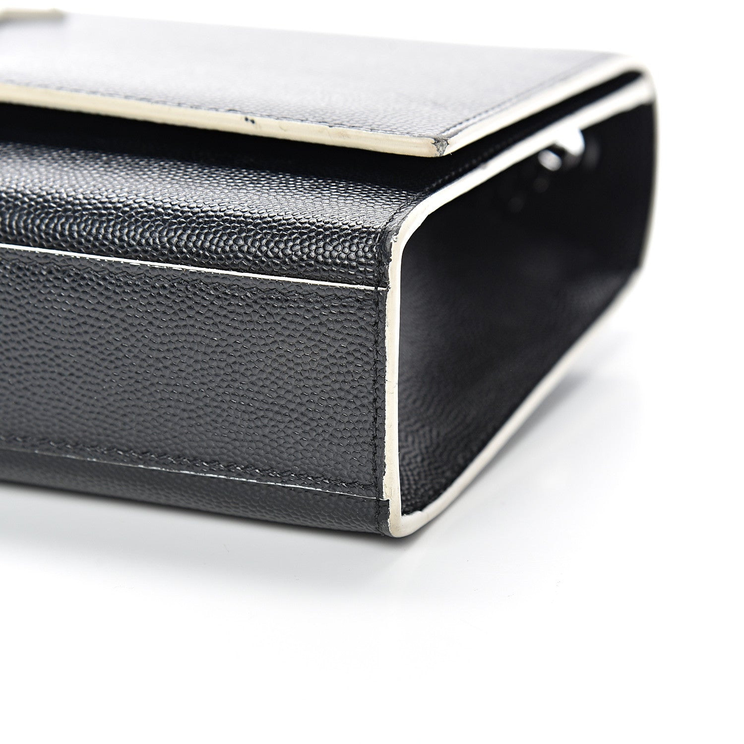 Saint Laurent Grain De Poudre Medium Classic Monogram Kate Satchel Black White 9 of 13