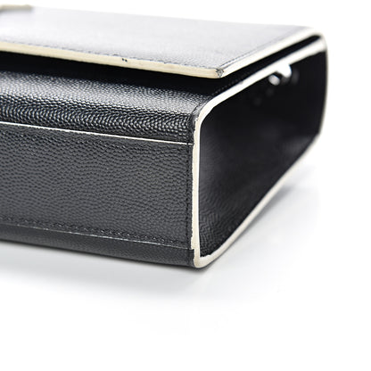 Saint Laurent Grain De Poudre Medium Classic Monogram Kate Satchel Black White 9 of 13