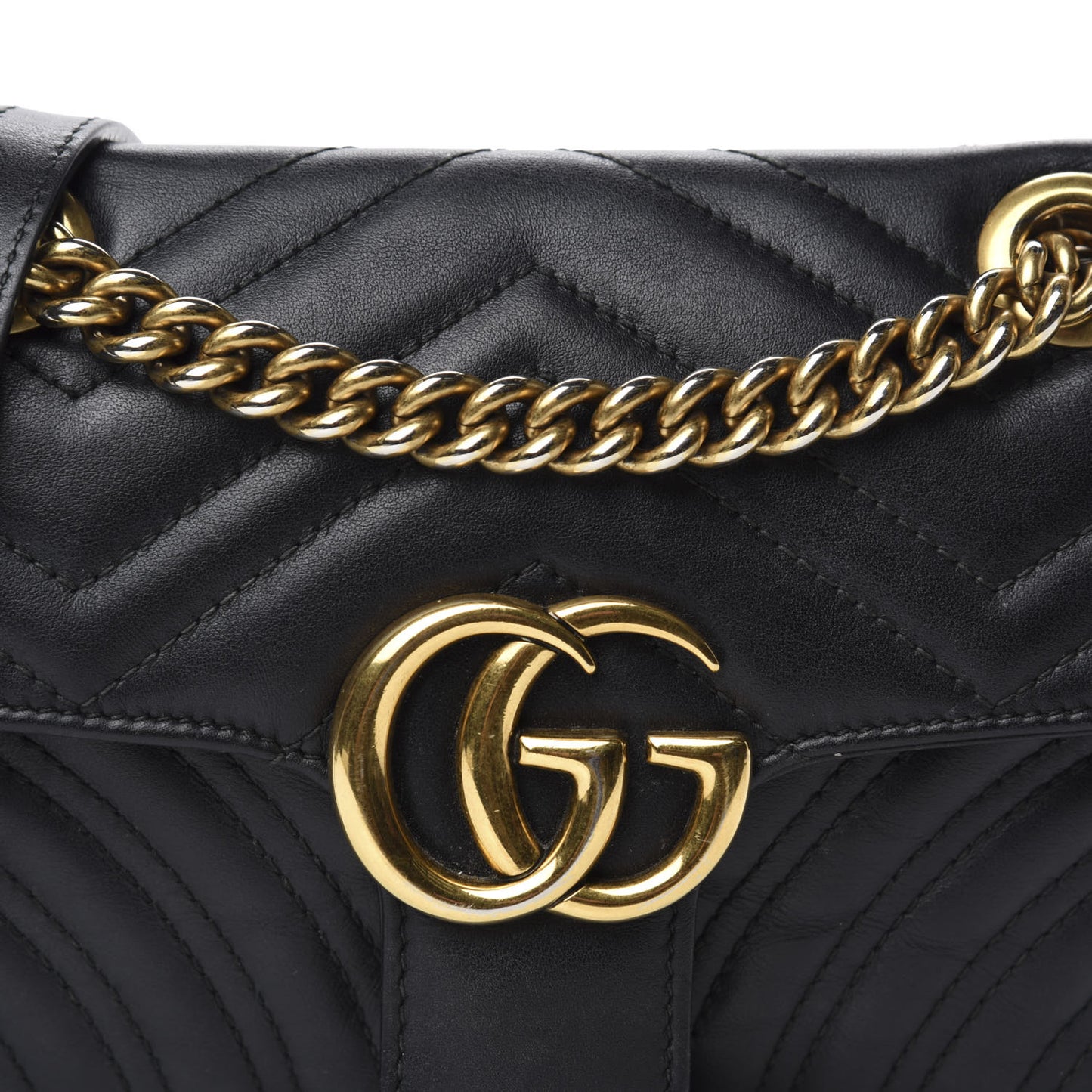 Calfskin Matelasse Mini GG Marmont Shoulder Bag Black