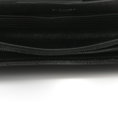 Saint Laurent Grain De Poudre Matelasse Chevron Monogram Chain Wallet Black 5 of 10