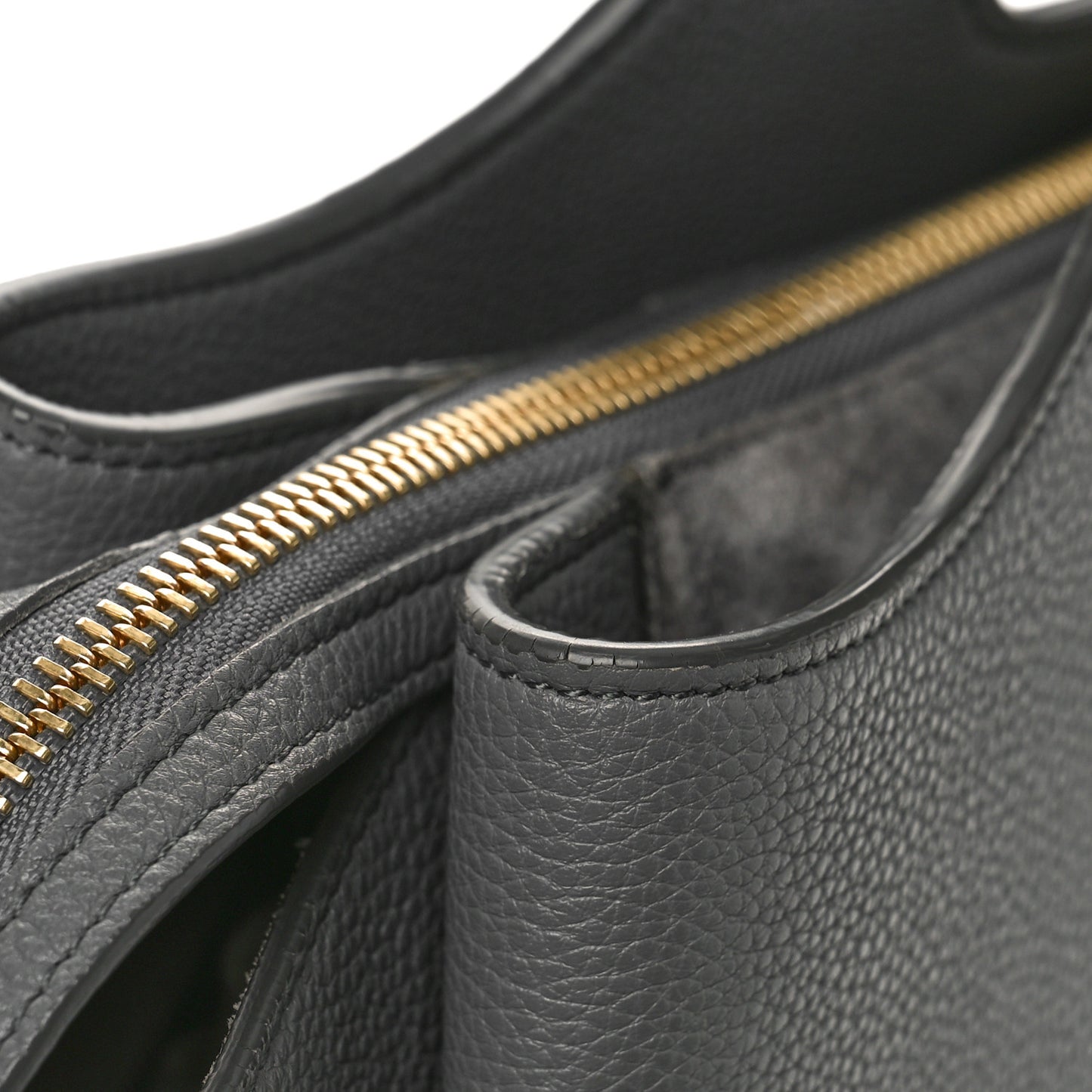 Baby Grained Calfskin Medium Tri-Fold Bag Grey