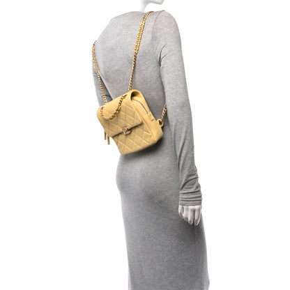 Chanel Shiny Caviar Quilted Chain Melody Backpack Yellow 2 of 10