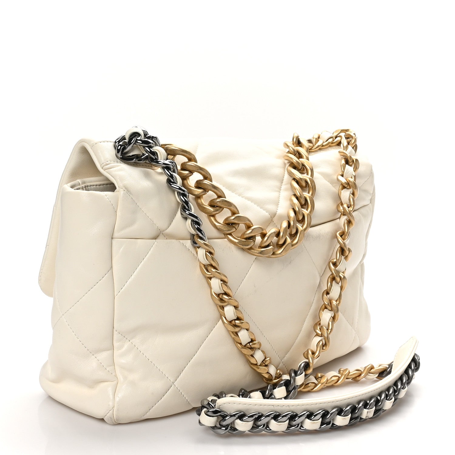 Chanel Lambskin Quilted Large Chanel 19 Flap Light Beige 2 of 10