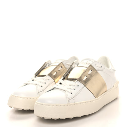 Valentino Garavani Calfskin Rockstud Open Sneakers 36 White Pewter 3 of 9