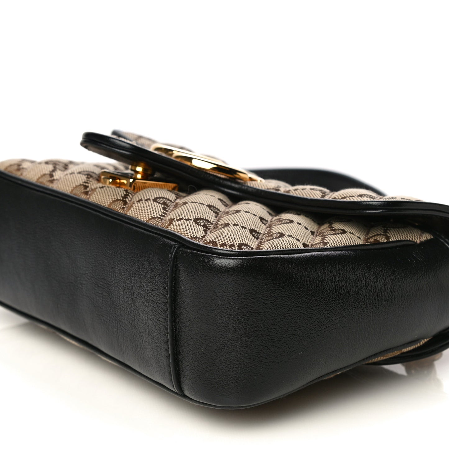 Monogram Matelasse Diagonal Mini GG Marmont Shoulder Bag Beige Black