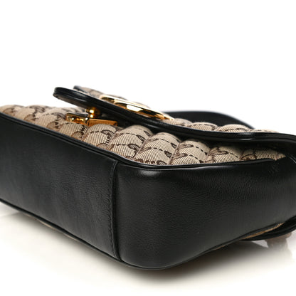 Gucci Monogram Matelasse Diagonal Mini GG Marmont Shoulder Bag Beige Black 10 of 15