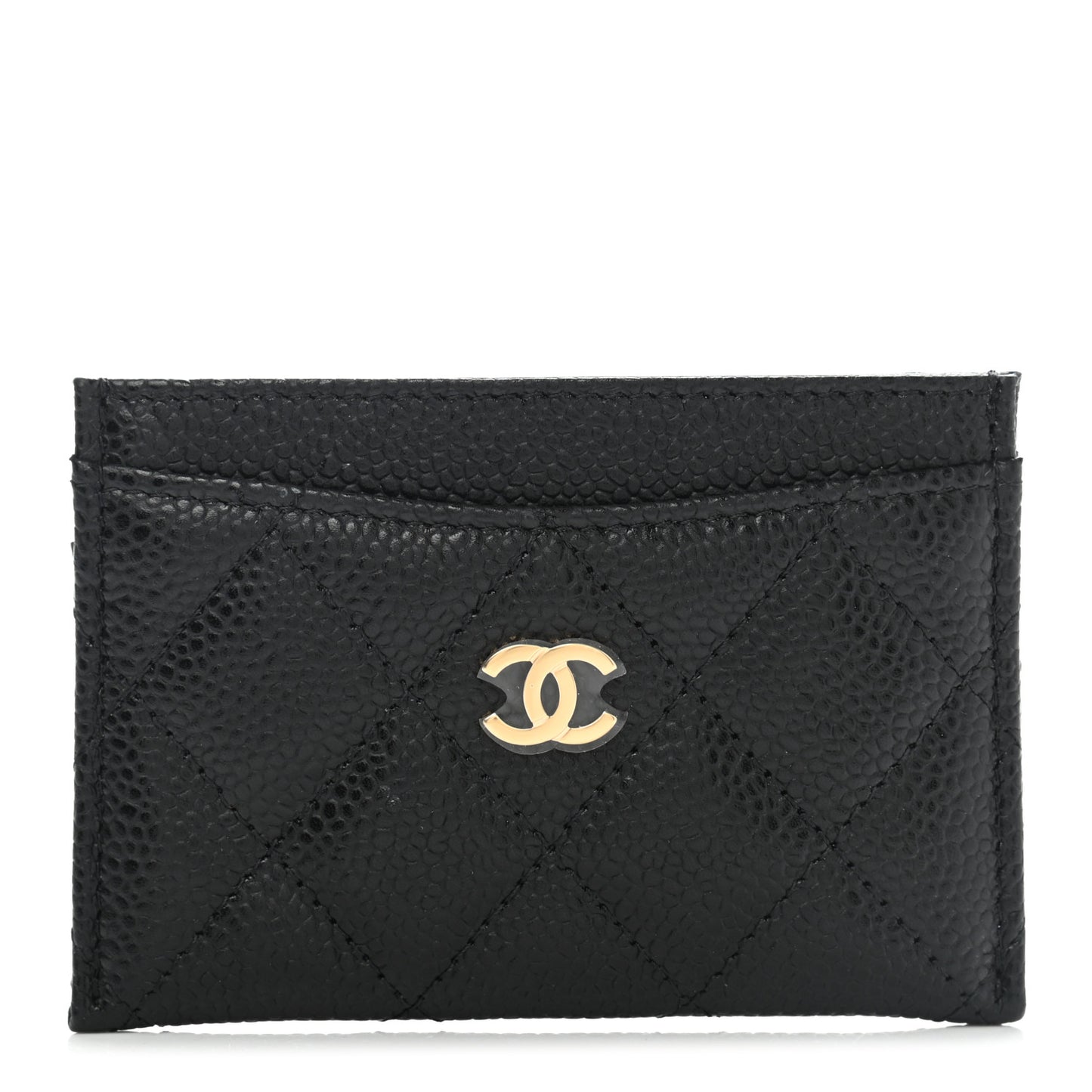 Caviar Quilted Card Holder Black