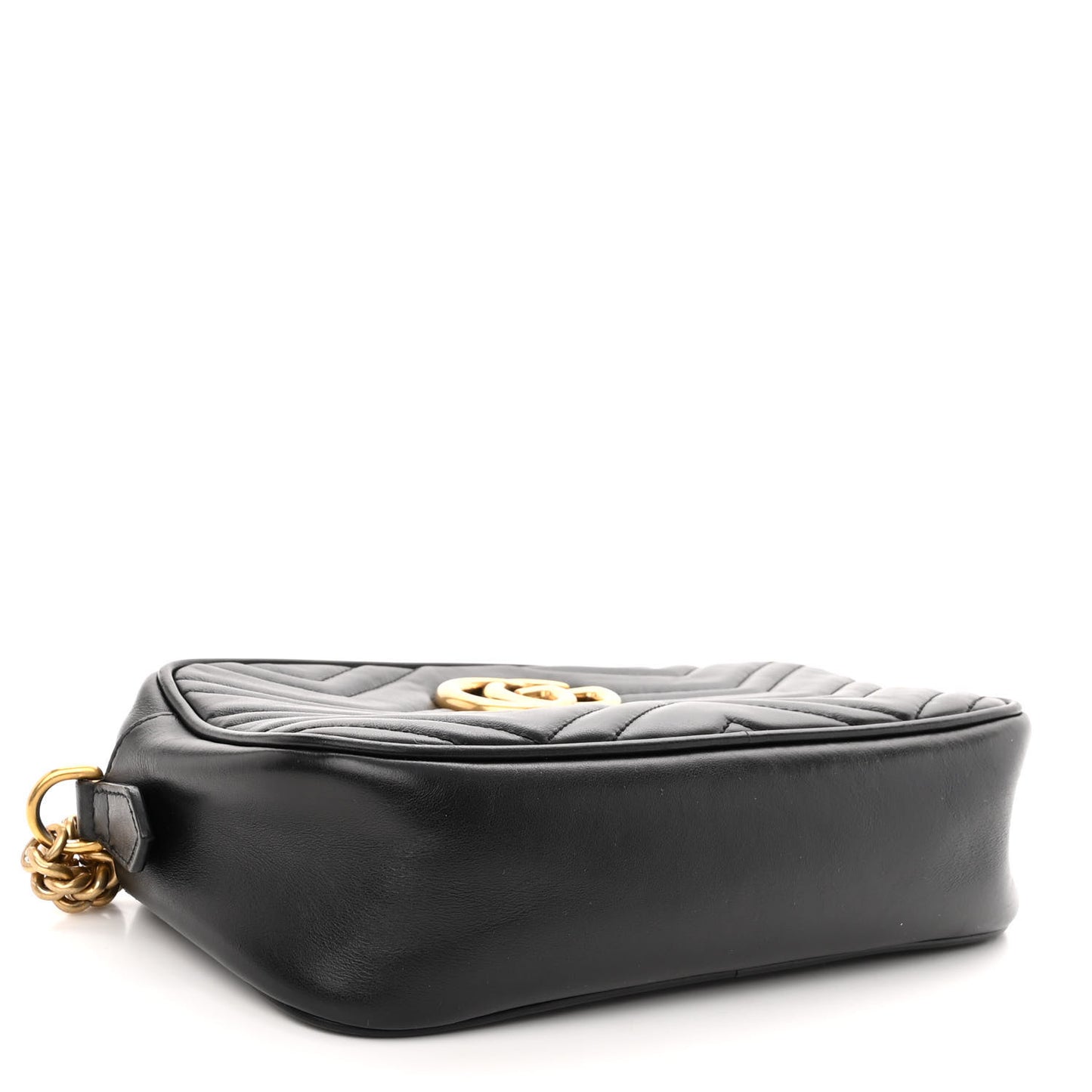 Calfskin Matelasse Small GG Marmont Chain Shoulder Bag Black