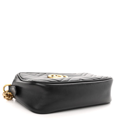 Gucci Calfskin Matelasse Small GG Marmont Chain Shoulder Bag Black 4 of 11