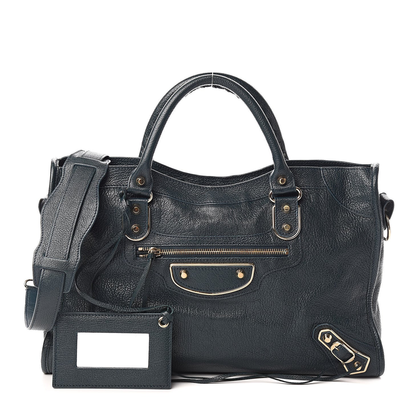 Chevre Gold Metallic Edge Hardware City Bleu Paon