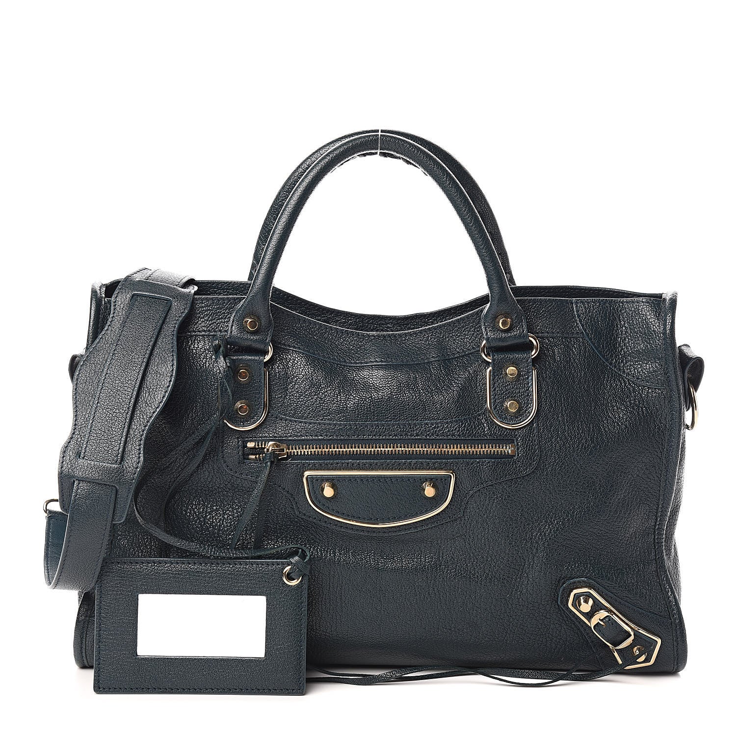 Balenciaga Chevre Gold Metallic Edge Hardware City Bleu Paon 1 of 12