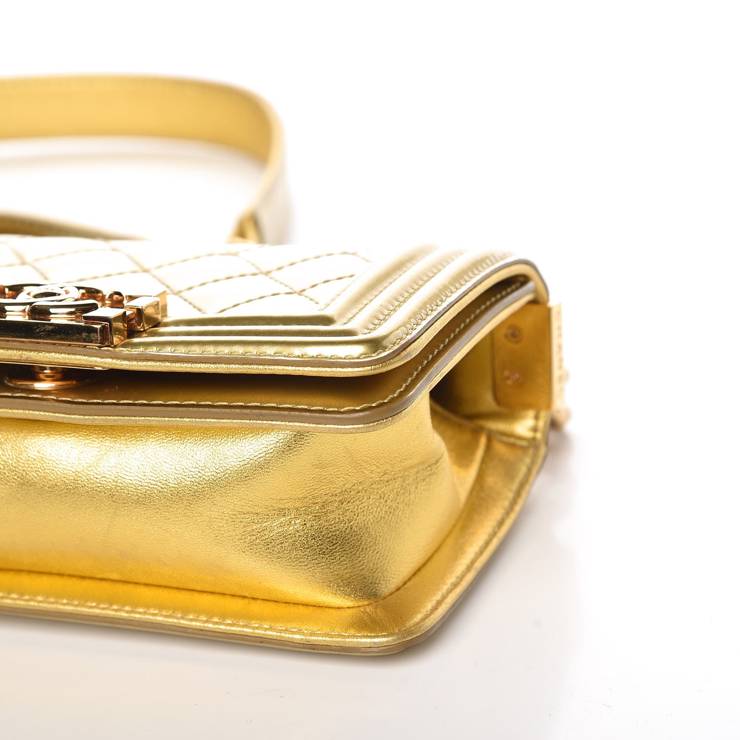 Chanel Metallic Patent Calfskin Quilted Mini Boy Flap Gold 9 of 10