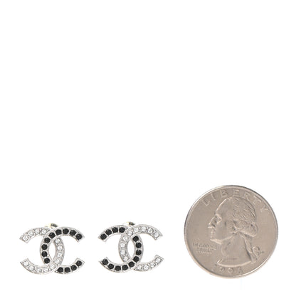 Chanel Crystal CC Earrings Silver Black 2 of 4