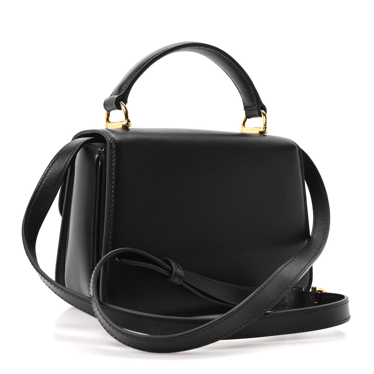 Calfskin Siena Small Top Handle Bag Black