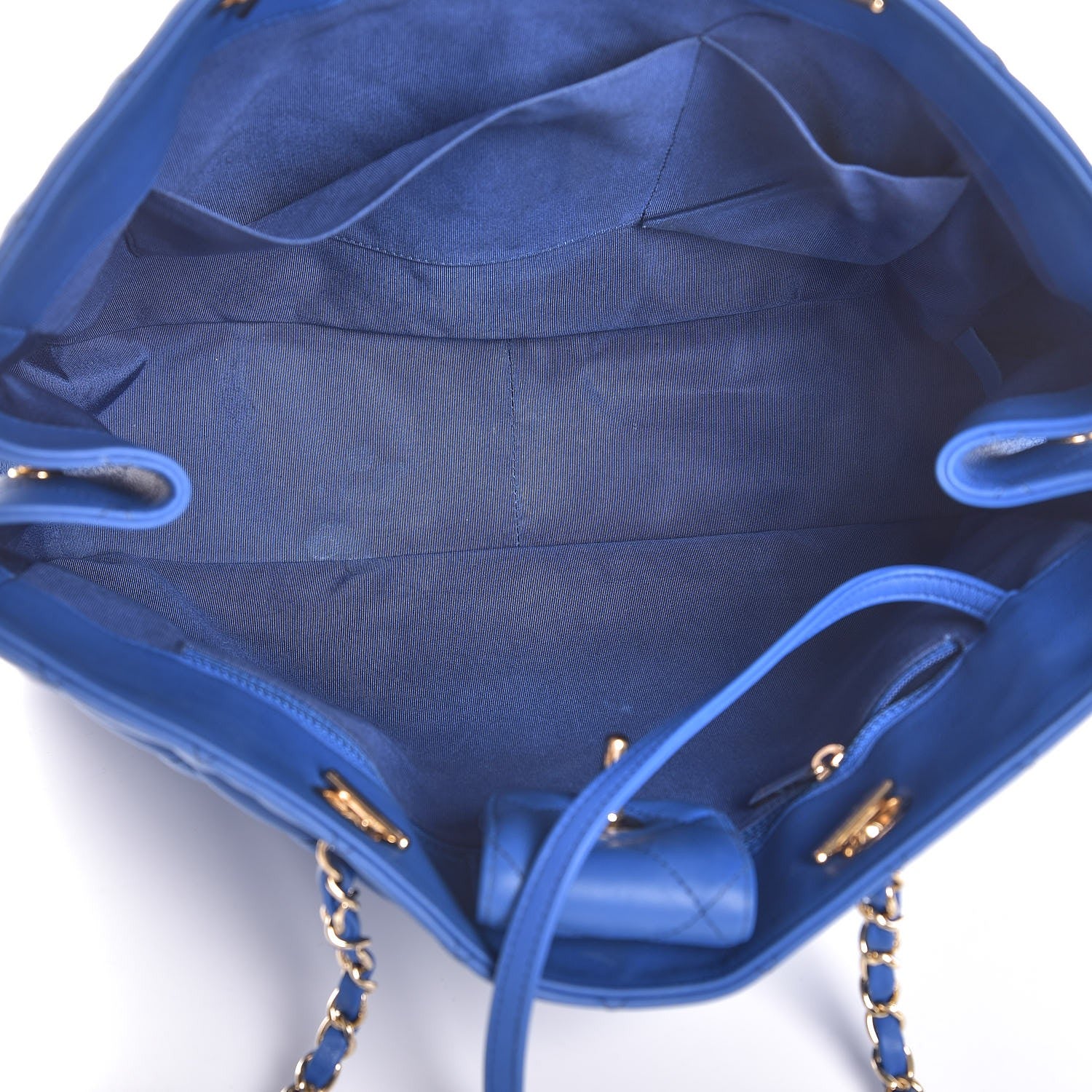Chanel Calfskin Quilted Large CC Shopping Tote Blue 5 of 14
