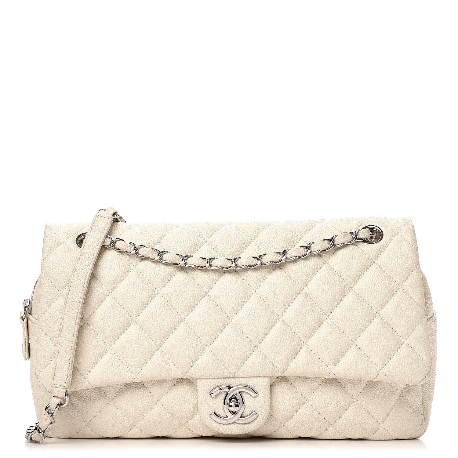 Chanel Caviar Quilted Jumbo Easy Flap Dark White 1 of 16