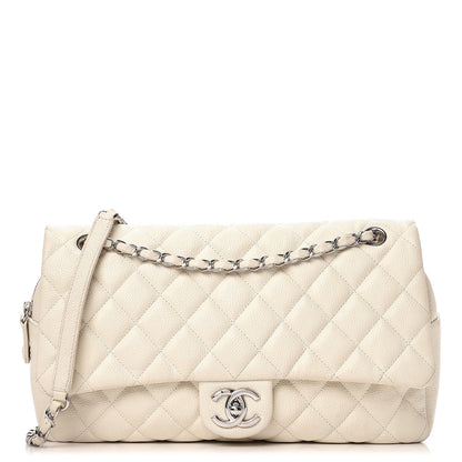 Chanel Caviar Quilted Jumbo Easy Flap Dark White 1 of 16