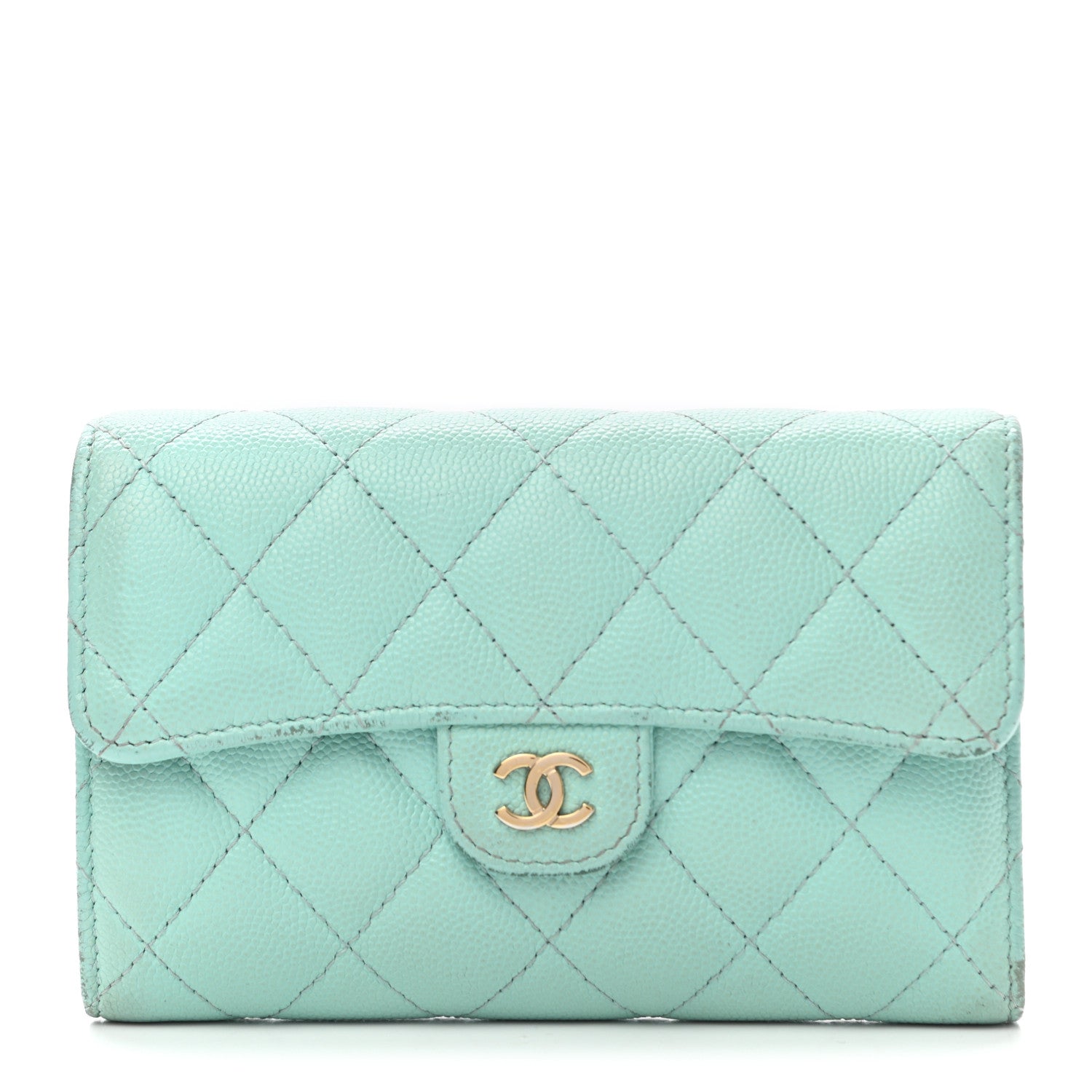 Chanel Caviar Quilted Medium Flap Wallet Light Blue 1 of 13