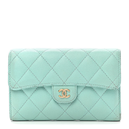 Chanel Caviar Quilted Medium Flap Wallet Light Blue 1 of 13