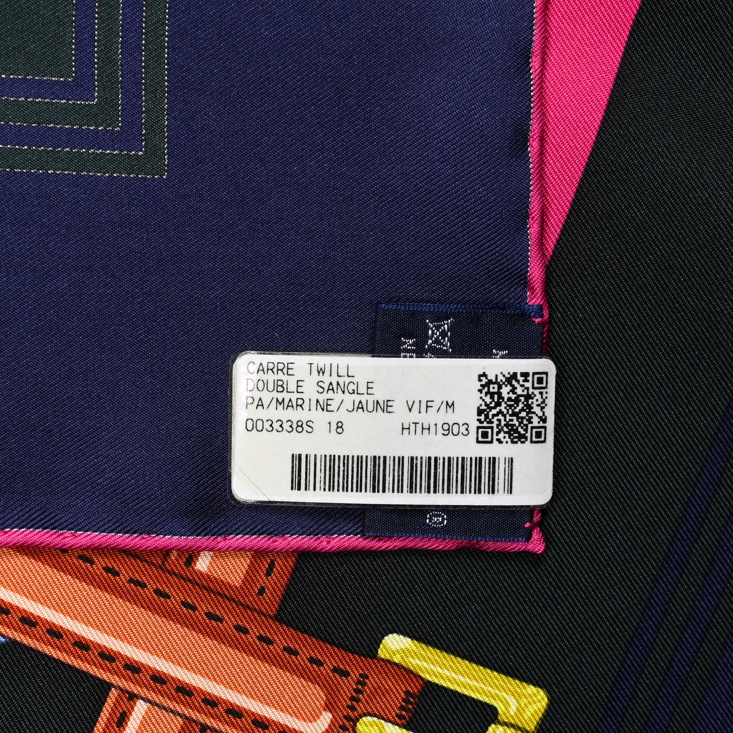 Silk Double Sangle Scarf 90 Marine Jaune Vif Multicolor