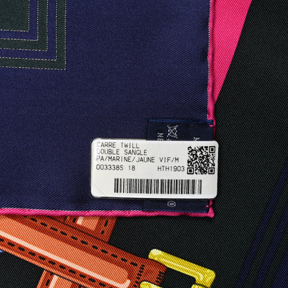 Hermes Silk Double Sangle Scarf 90 Marine Jaune Vif Multicolor 5 of 5