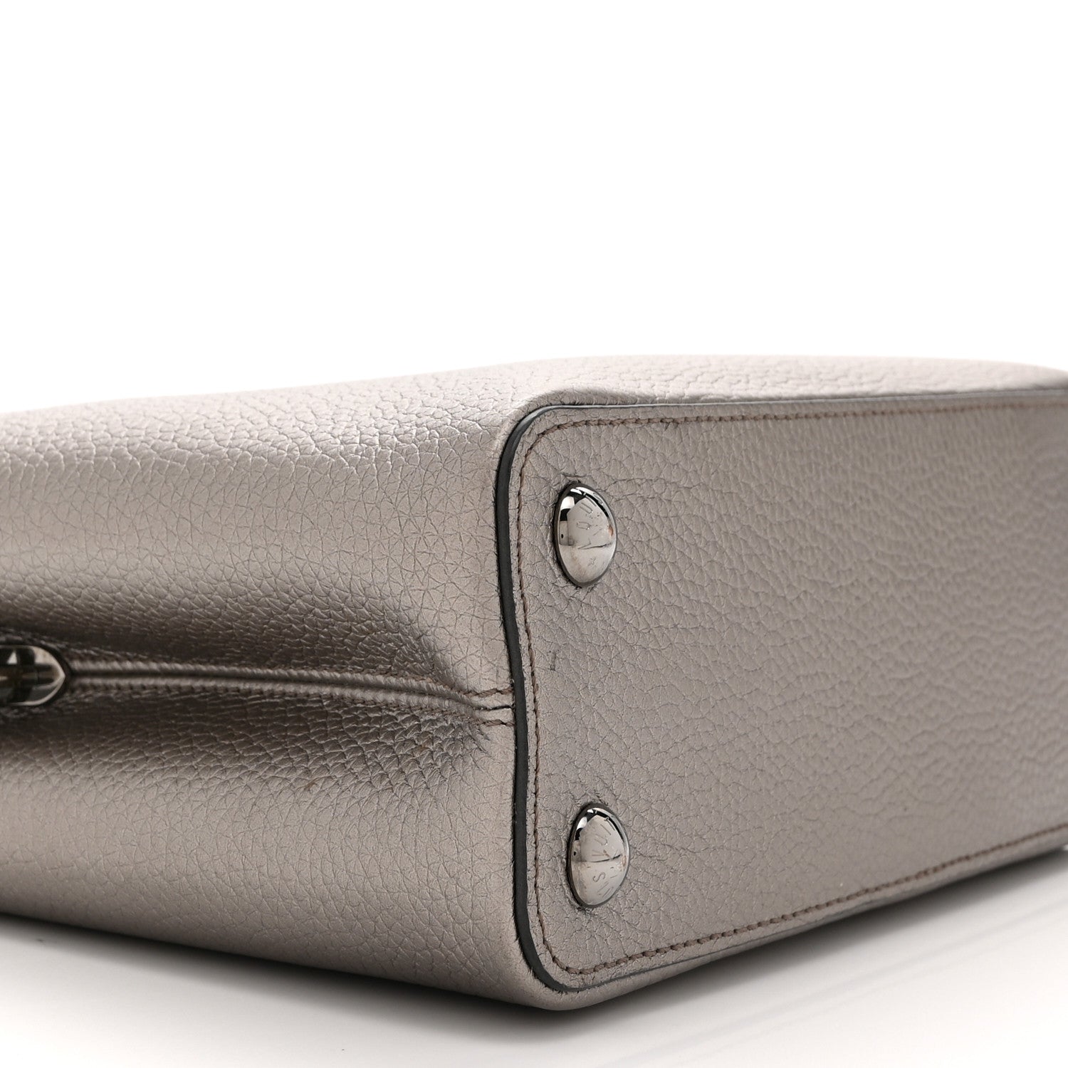Louis Vuitton Metallic Calfskin Capucines BB Etain 8 of 9